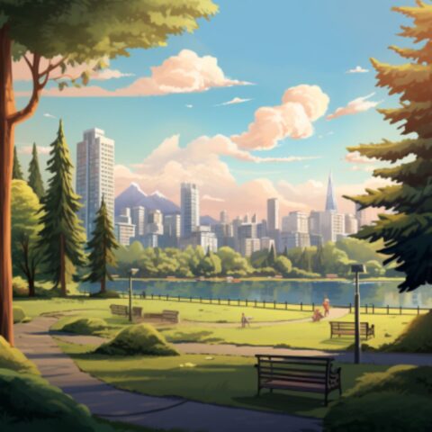create an illustration of Elizabeth Park in Vancouver