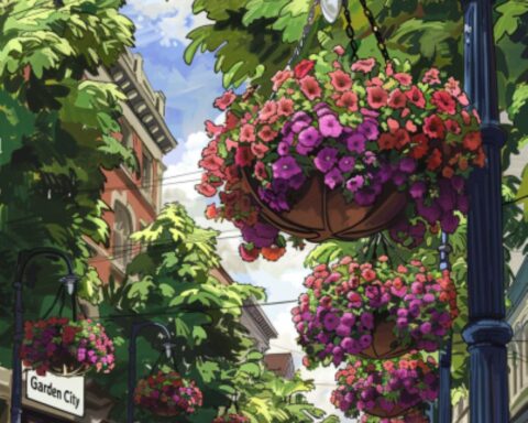 hanging flower baskets in Victoria