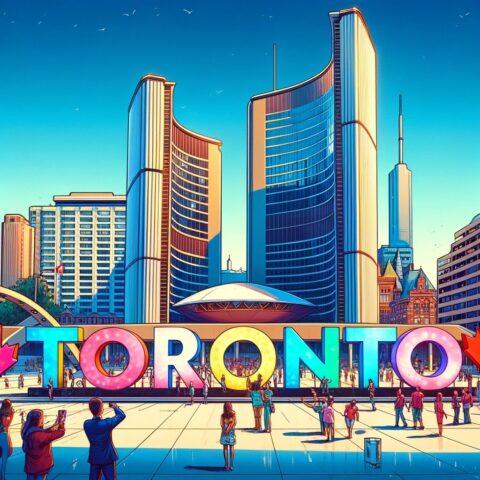 iconic Toronto sign located in front of the city hall