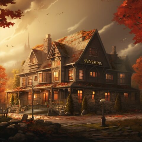 illustration of the Symmes Inn Museum, located in Aylmer in Canada