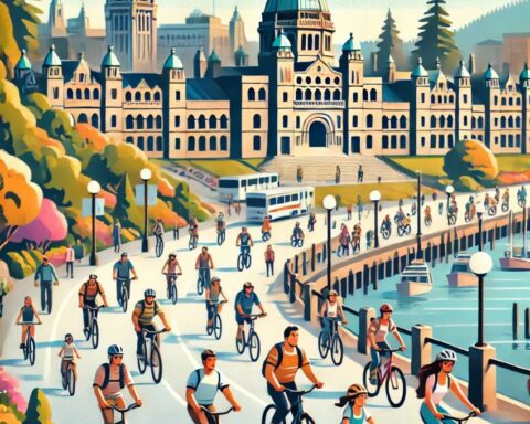create an illustration of the "Go By Bike Week" in Victoria