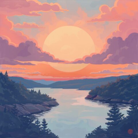 the sunset over the beautiful landscapes of Gatineau Park