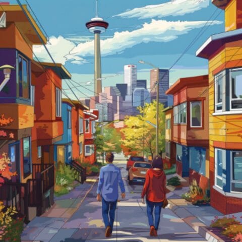 walking through the lively neighbourhoods of Calgary